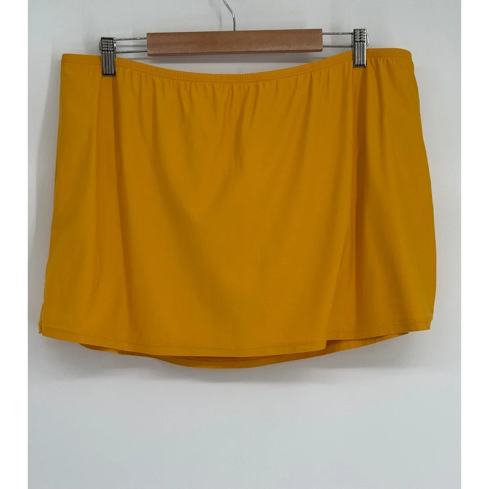 Sunsets Womens Plus Sz 22 Mustard Yellow Swim Skirt Built-in Brief